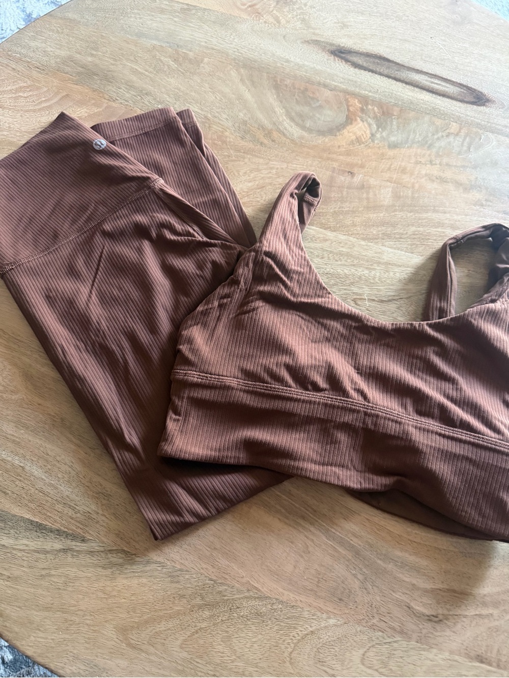 lululemon athletica Ribbed Crop Top & Leggings Set - Warm Brown